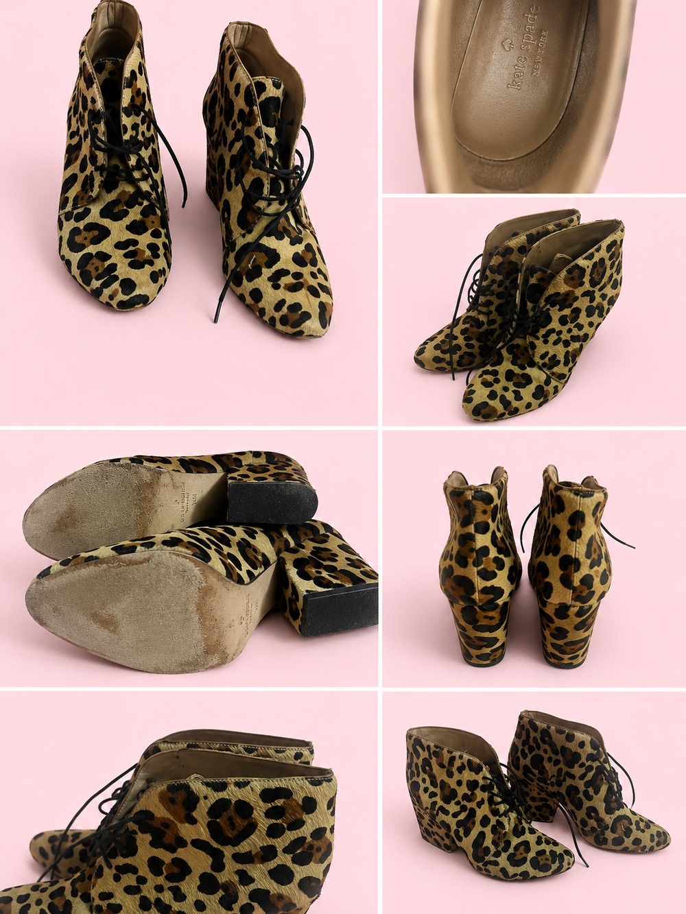 Leopard Print Lace-Up Ankle Boots - Women